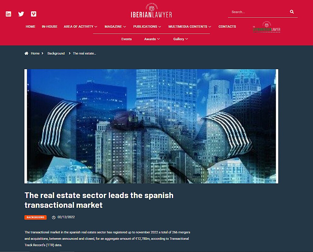 The real estate sector leads the spanish transactional market